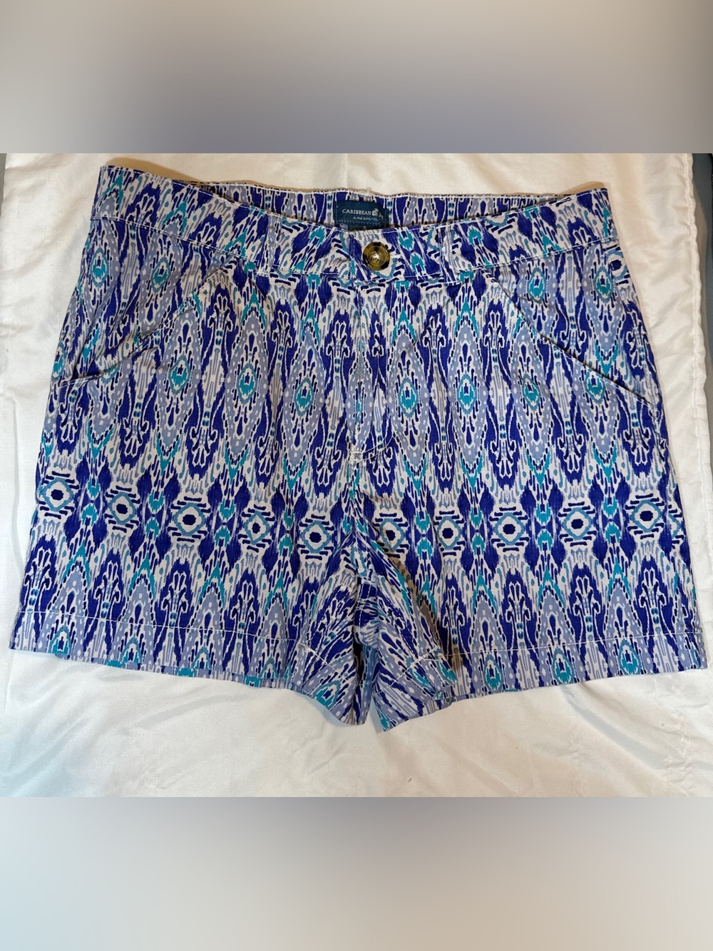 Caribbean Joe Blue and Aqua Abstract Women’s Shorts